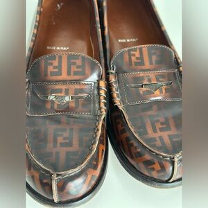 Rare Fendi Vintage Monogram Penny Loafers